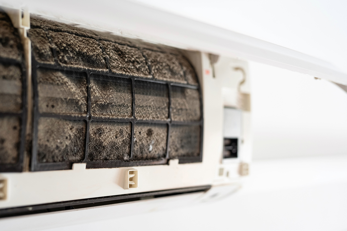 A health hazard: Dusty Mouldy Air Conditioner